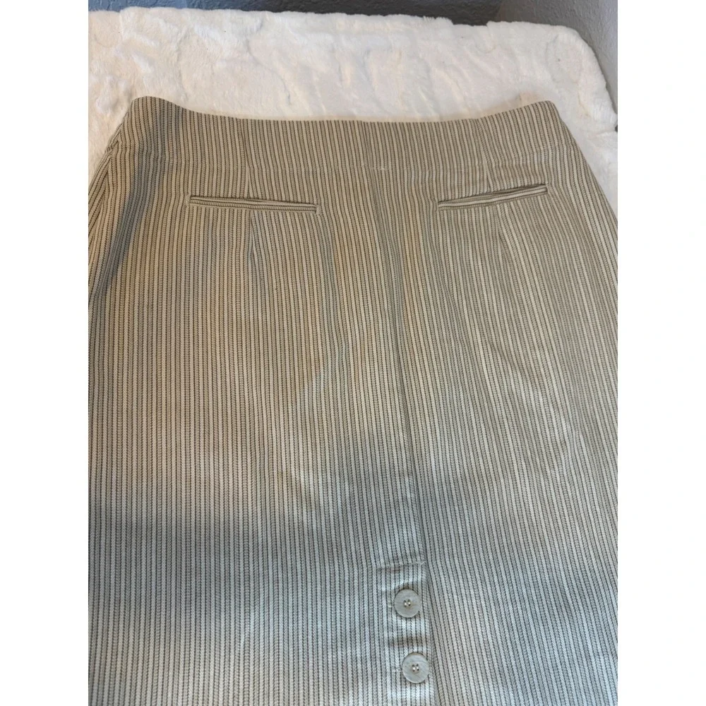 Christopher & Banks Womens Size 12 Tan Striped Cotton Knee Length Skirt